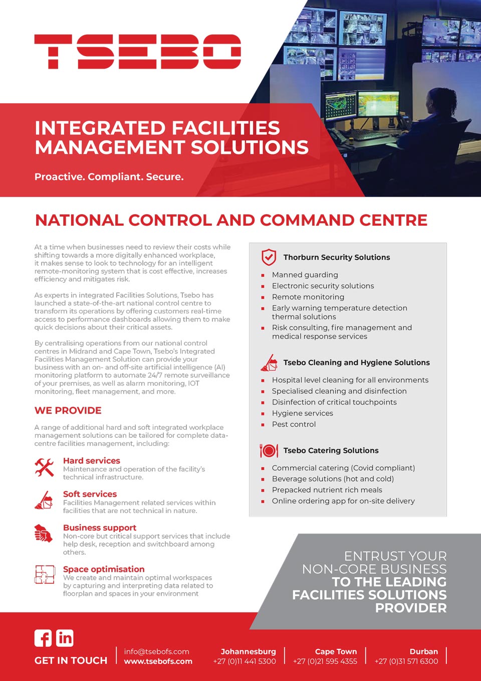 Tsebo Hi Tech Solutions Control Centre Advert A4 |